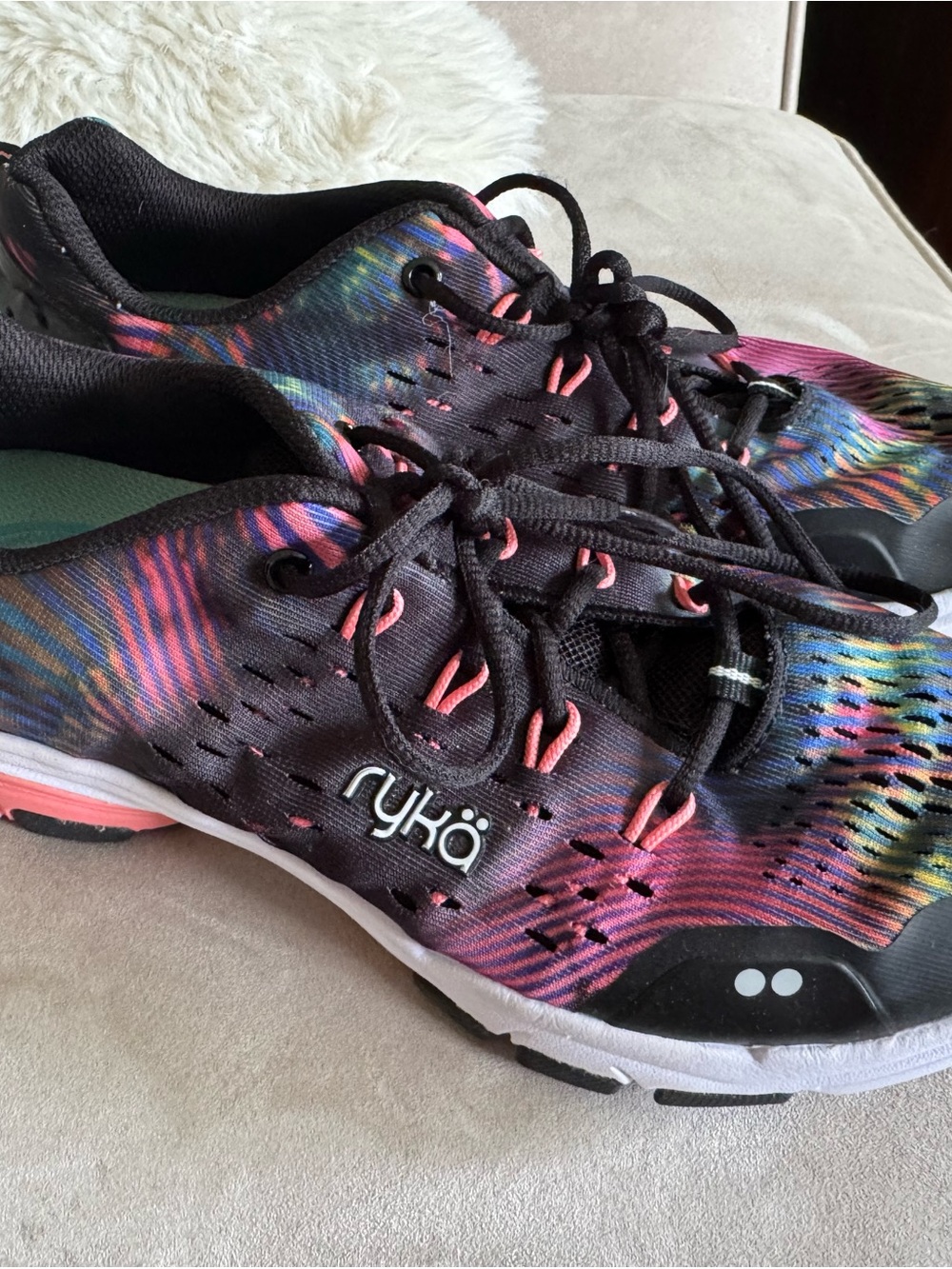 Ryka Women's Black Multicolor Athletic Lace-Up Sneakers